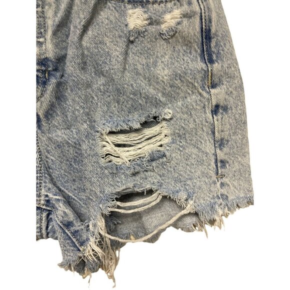 PACSUN Button Fly Icon Denim High Rise Distressed Jean Shorts Women's Size 25 - Picture 3 of 7